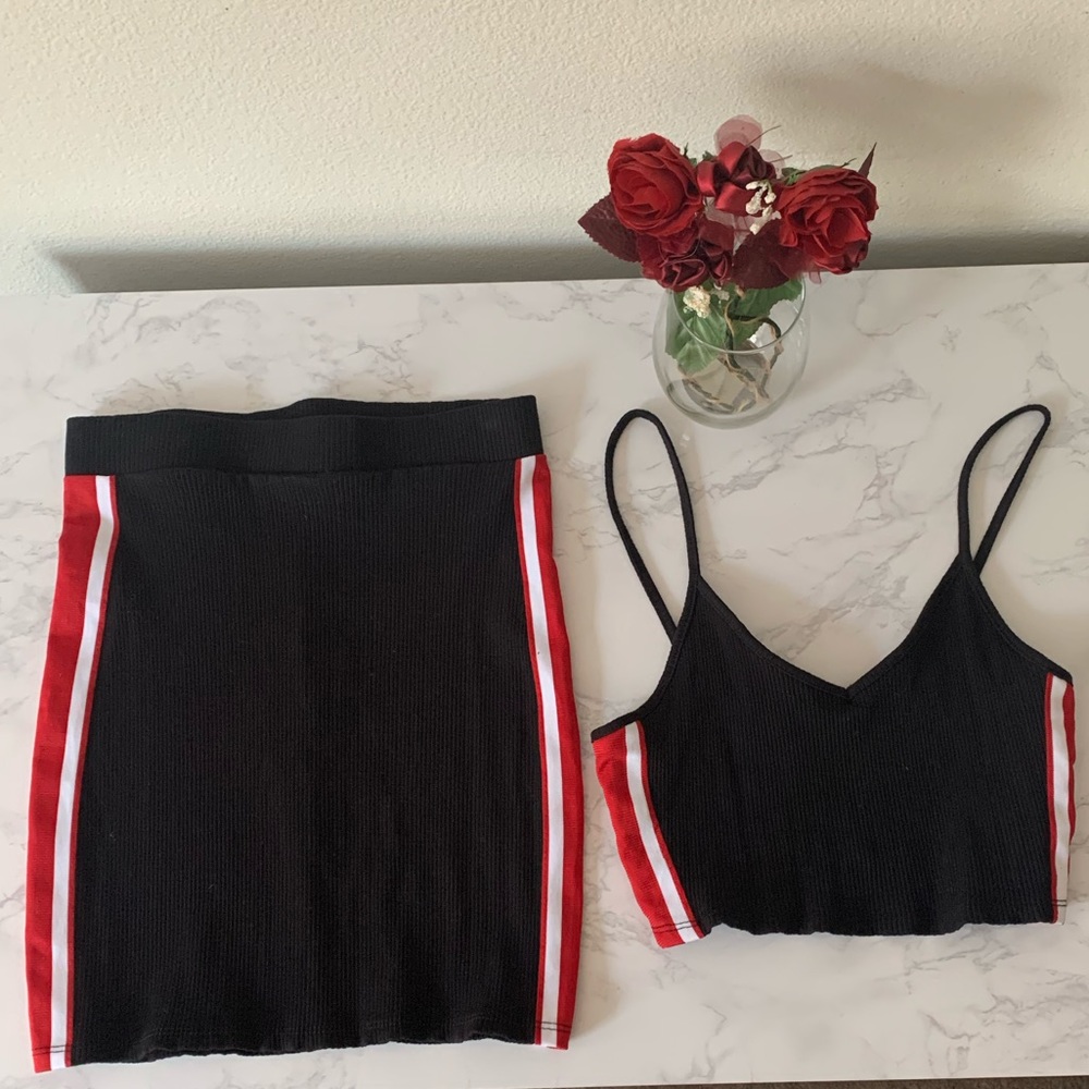 Ribbed Knit Bodycon Top & Skirt Set
